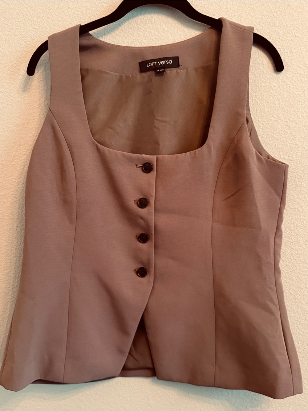 Loft Versa Taupe Brown Button-Front Sleeveless Top Vest